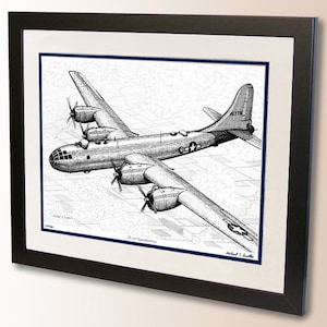 Aviation wall art print, B-29 Superfortress airplane art, Aviation art wall decor, Vintage aviation poster art, Military gift for men