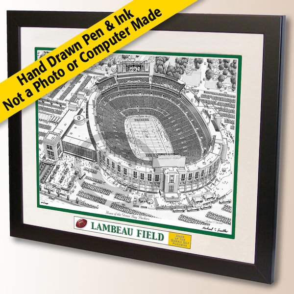 Green Bay Packers art, Lambeau Field art print, Packers fan gift, Packers stadium poster art, Vintage Packers wall art sign