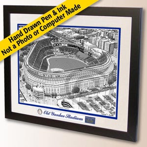 New York Old Yankee Stadium wall art, Old NY Yankee Stadium pen and ink drawing, NY Baseball fan gift