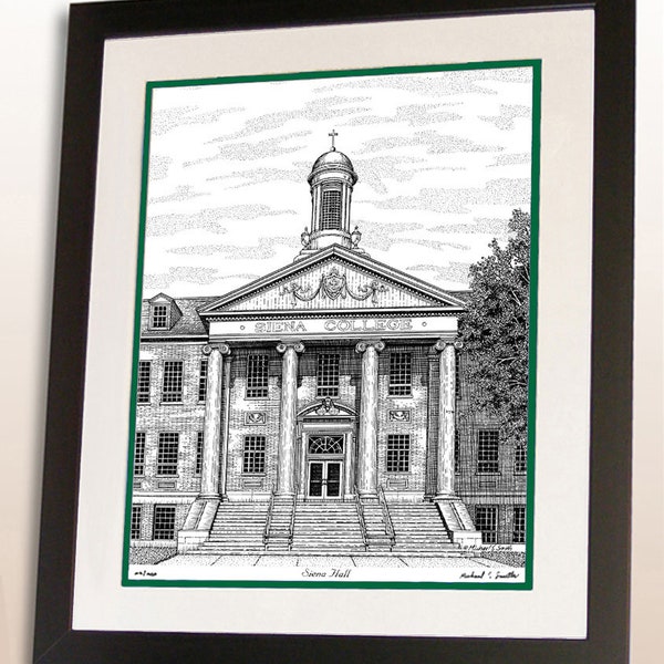 Siena College hand signed wall art print, Siena College alumni graduation gift, Siena College poster art sign