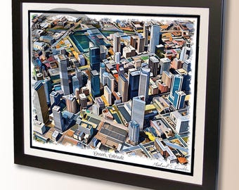 Denver, Colorado Skyline Wall Art Print - Artistic Cityscape Poster - Hand Signed by the Artist