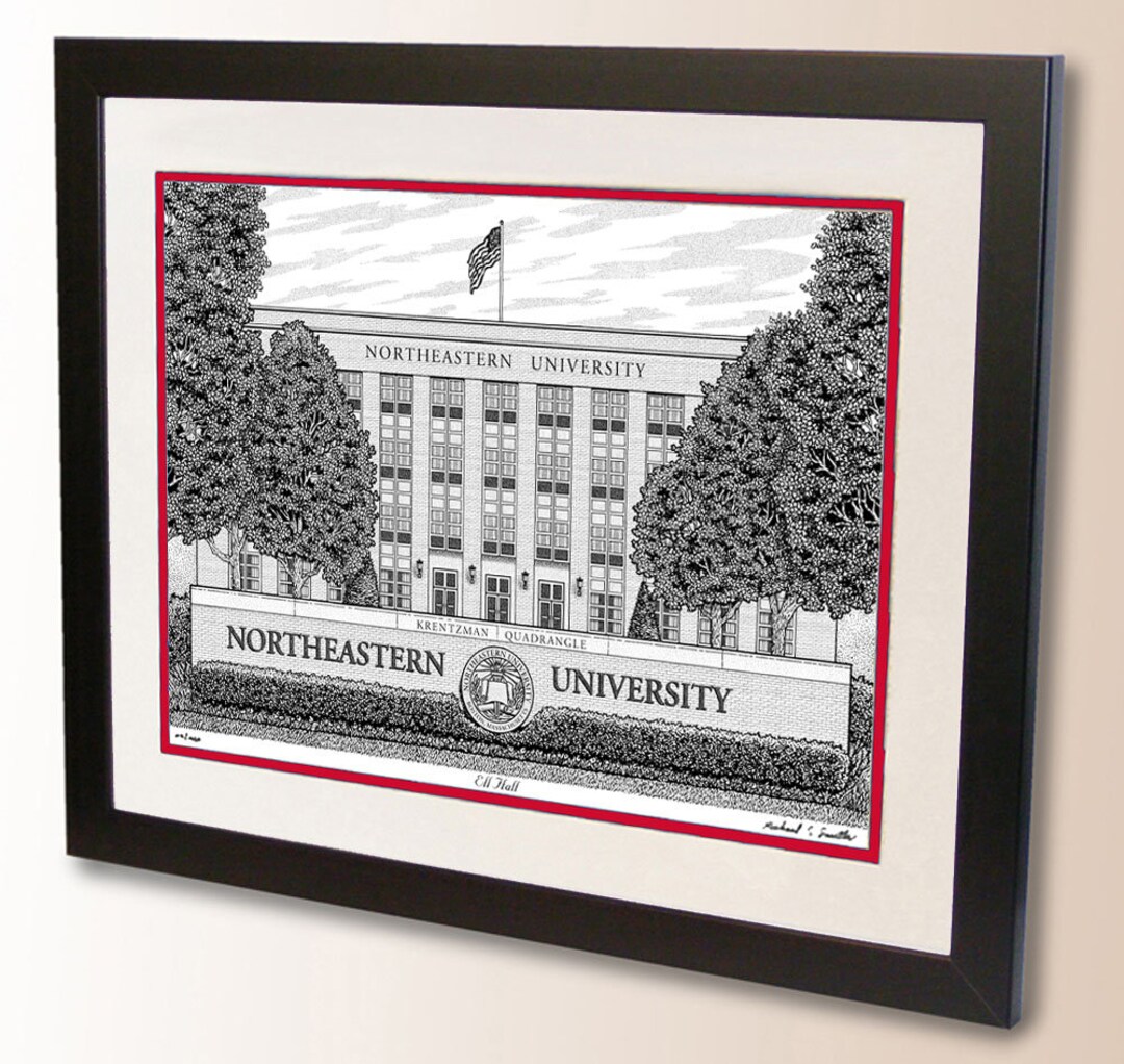 Northeastern University Hand Signed Wall Art Print, Northeastern Alumni Graduation Gift