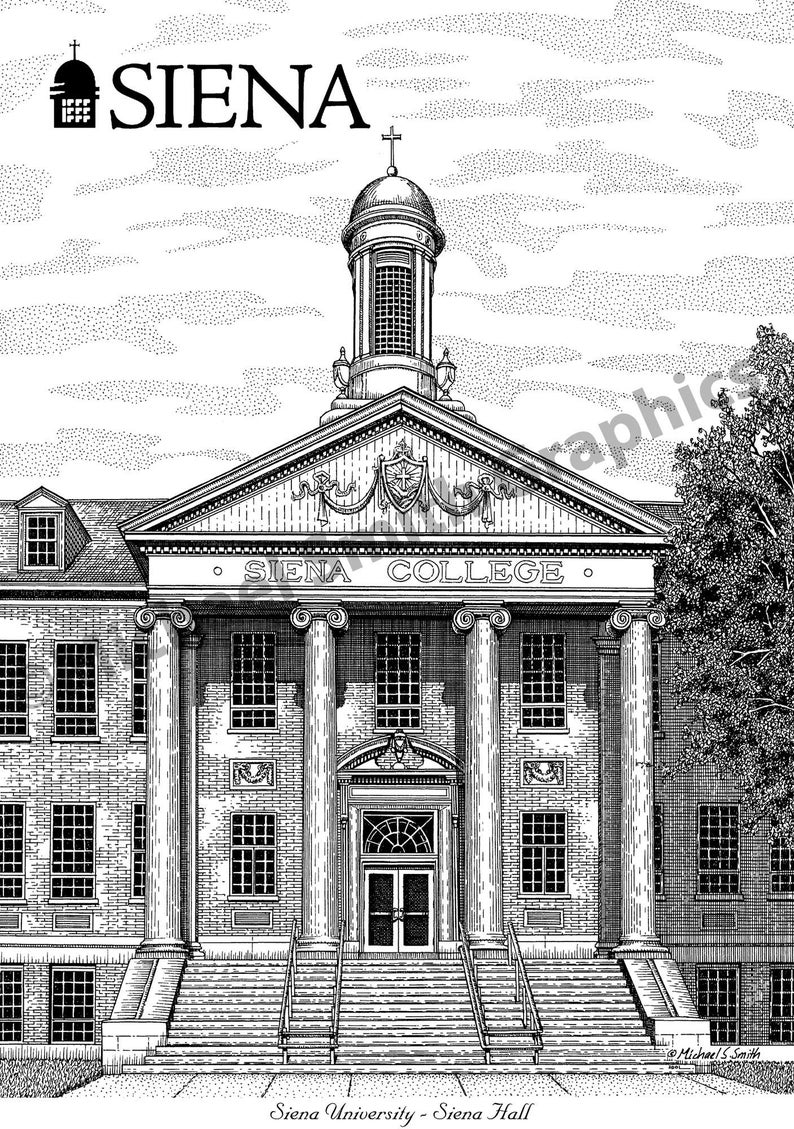 Siena University pen and ink drawing by Michael Smith