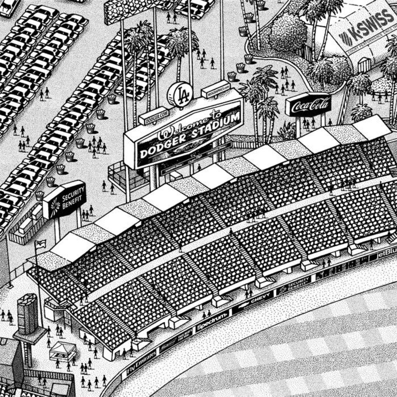 Los Angeles Dodgers Art Dodger Stadium Art Print LA Dodgers Etsy