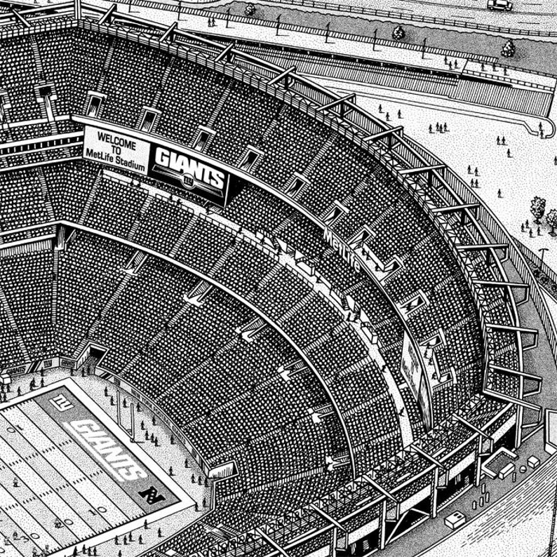 New York Giants Art Metlife Stadium Art Print NY Giants Fan Etsy