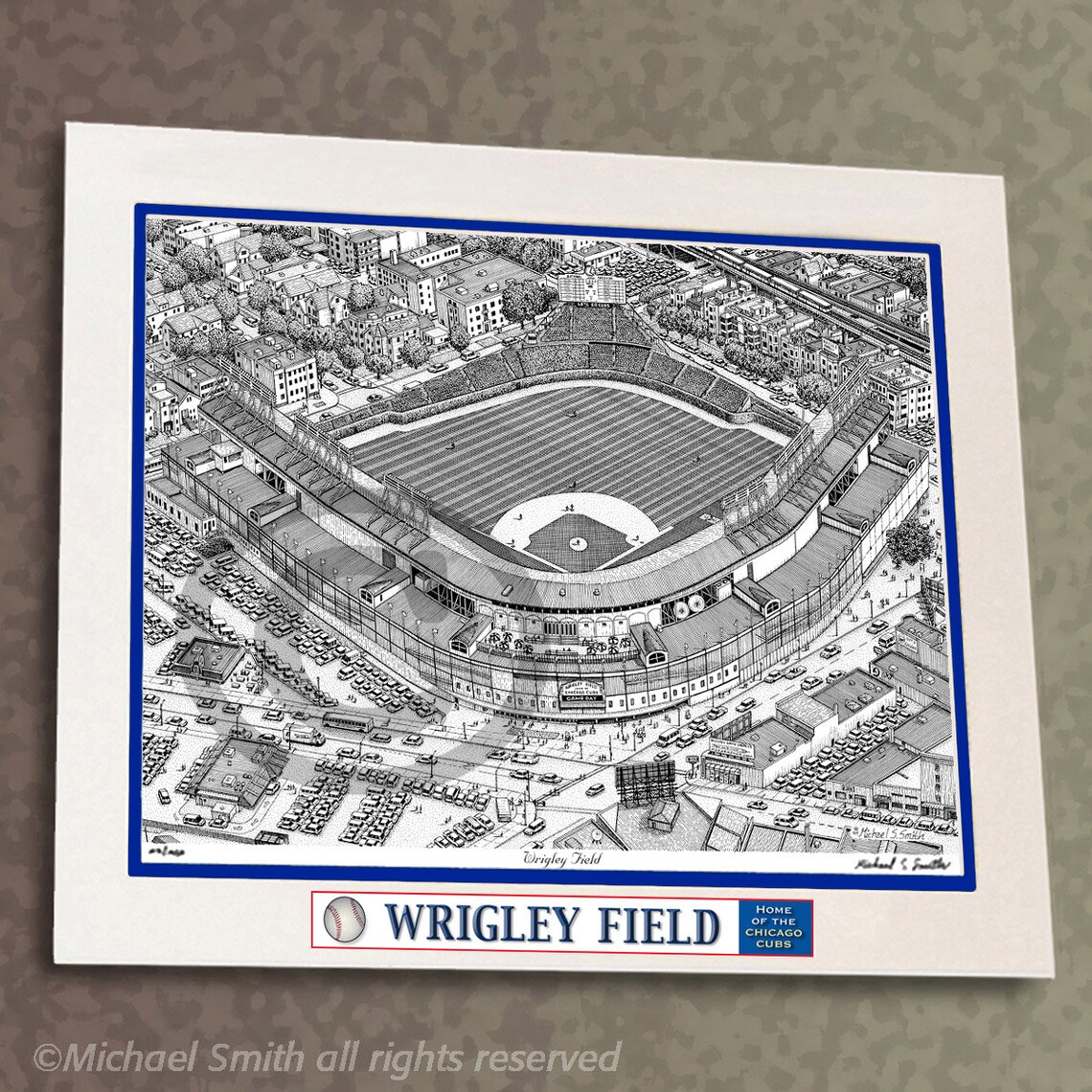Chicago Cubs Wall Art Wrigley Field Art Print Chicago Cubs Etsy