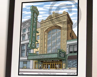 Sheas Buffalo Theater Wall Art - Buffalo NY Landmark - Hand Signed Pen & Ink Drawing