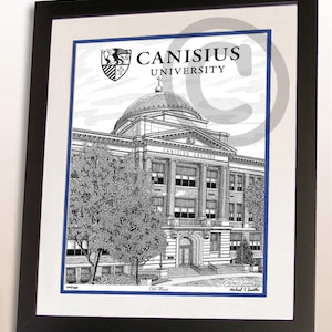 Canisius University hand signed wall art print, Canisius alumni graduation gift, Canisius poster art sign