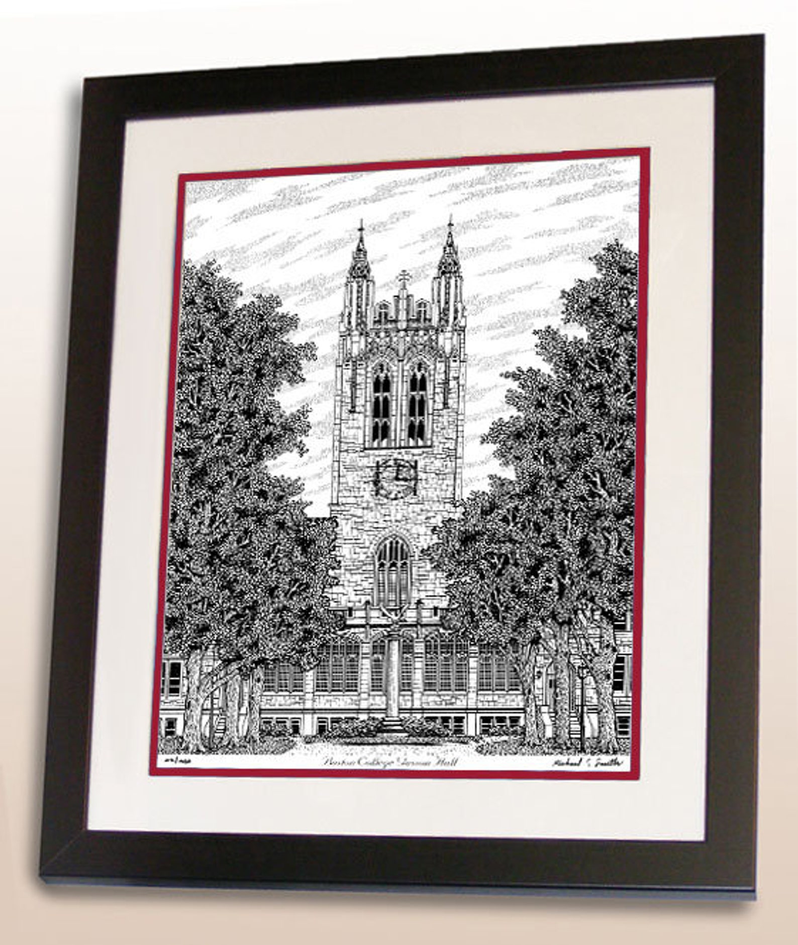 Boston College hand signed wall art print Boston College Etsy