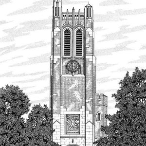 Michigan State University pen and ink drawing by Michael Smith