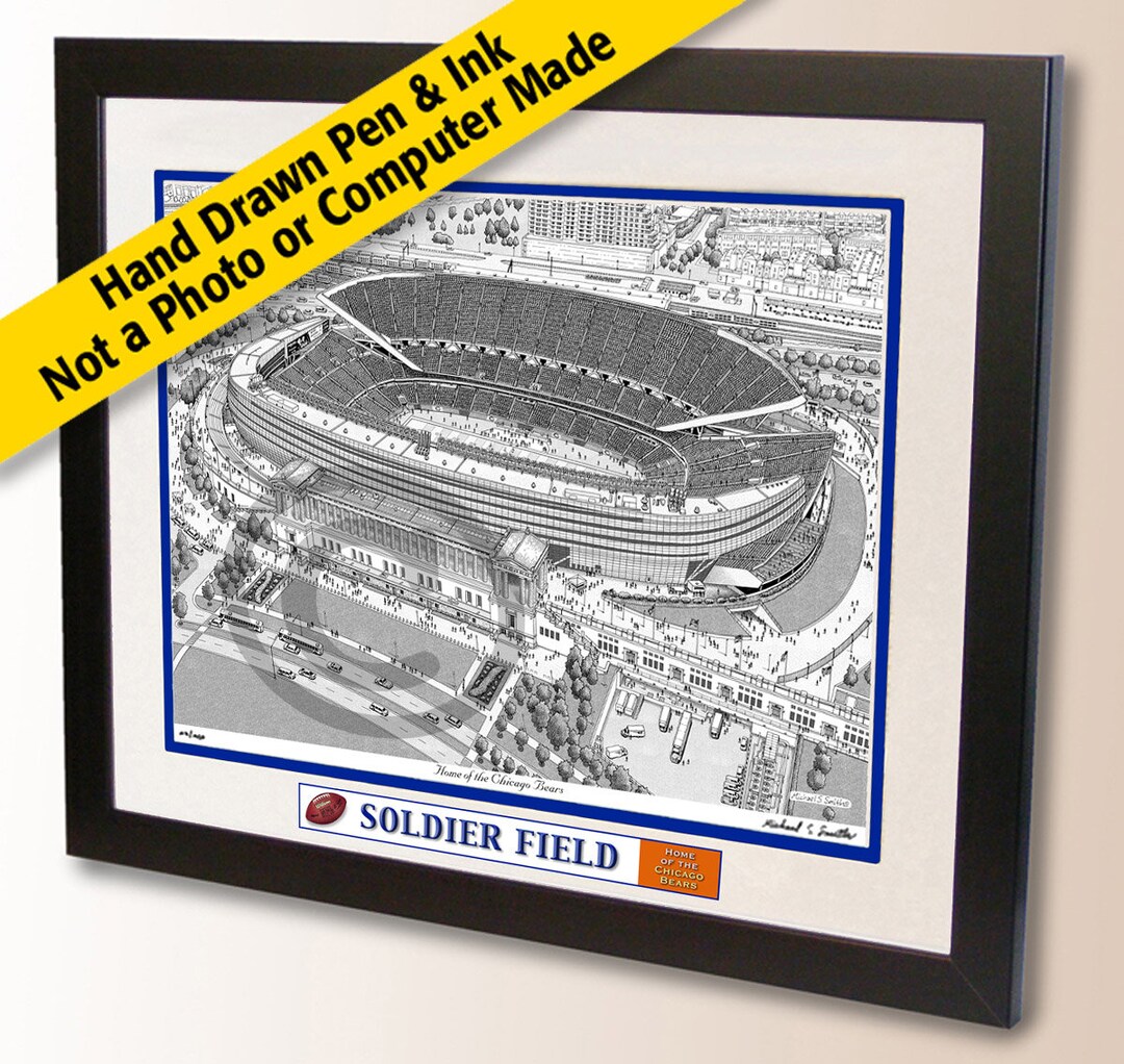 Chicago Bears Art, Soldier Field Art Print, Chicago Bears Fan Gift