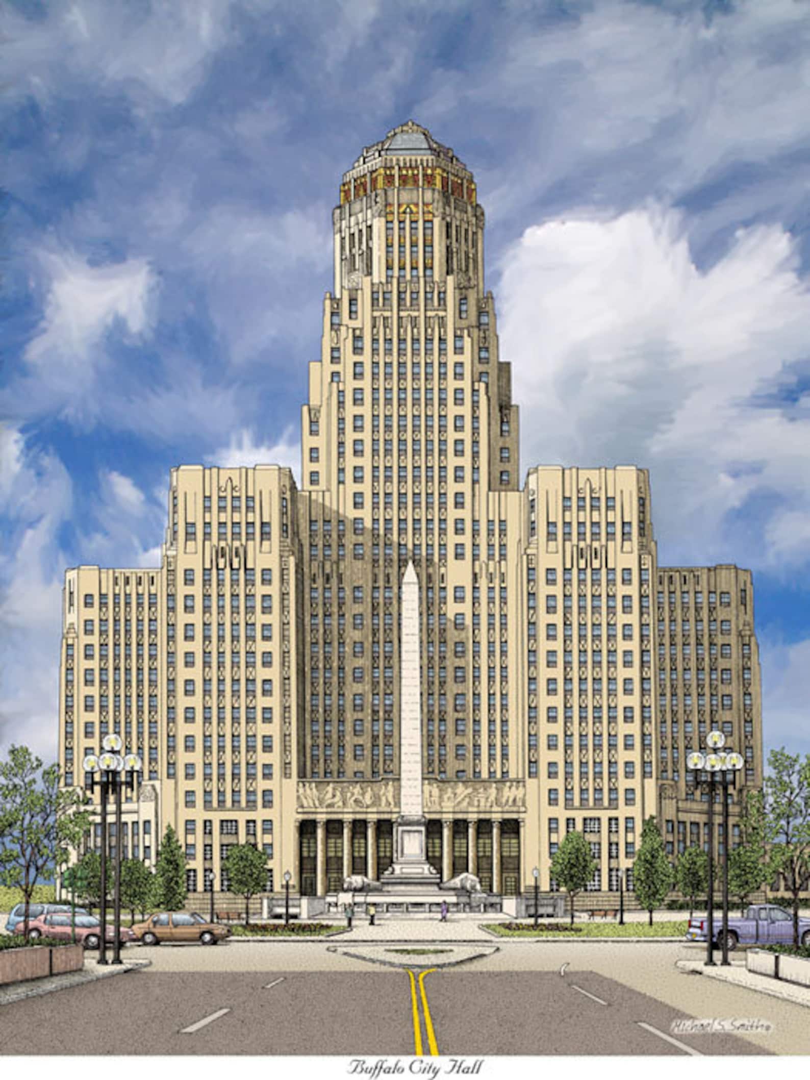 Buffalo NY City Hall Wall Art Print Vintage Buffalo Art Etsy
