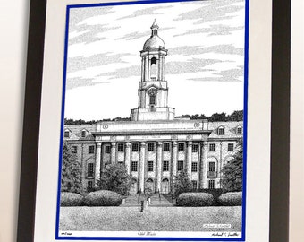Pennsylvania State University, Penn State Old Main hand signed wall art print, Penn State graduation gift, Penn State poster art sign