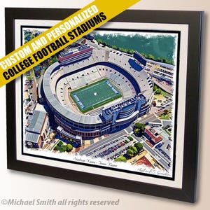 Personalized College Football Stadium Art Print: Signed Giclée Illustration