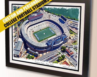 College Football Stadium Wall Art Print - Signed Custom Illustration of Your Stadium