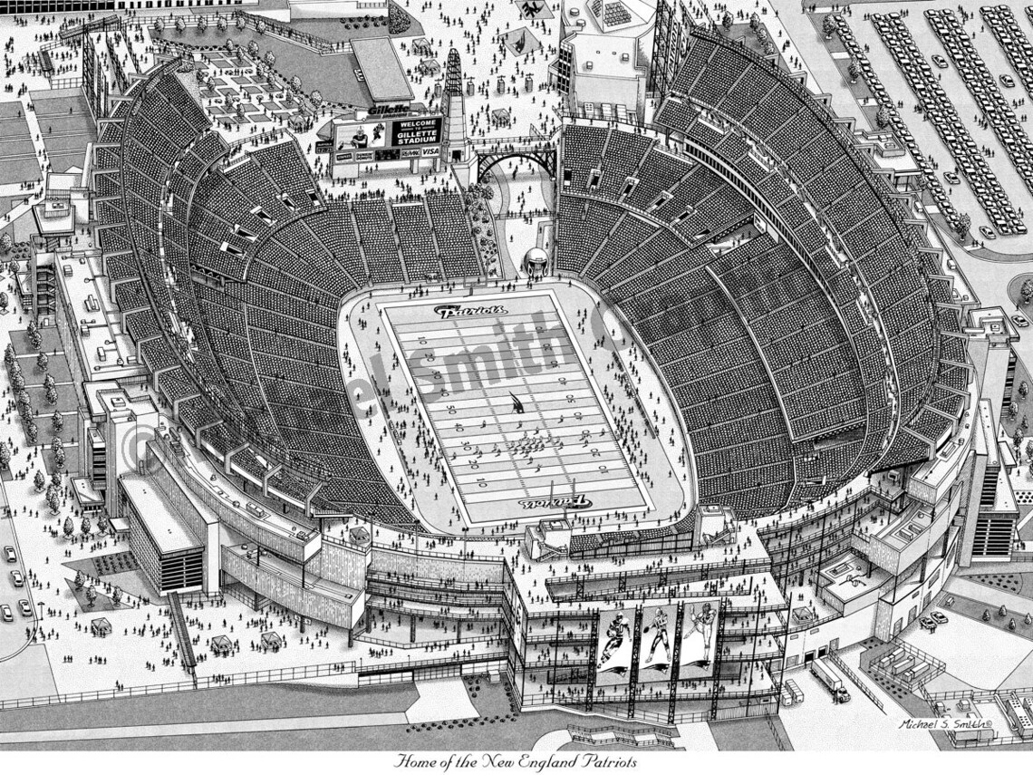 New England Patriots Art Gillette Stadium Art Print Patriots | Etsy