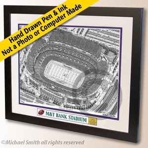M&T Bank Stadium Wall Art – Baltimore Football Pen and Ink Stadium Drawing, Baseball Fan Gift