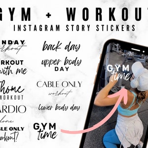 50+ Instagram Story Fitness Workout Gym Stickers | Fitness, Gym Girl, IG Elements, Fitness Words Insta, IG Story, Instant Download, Yoga