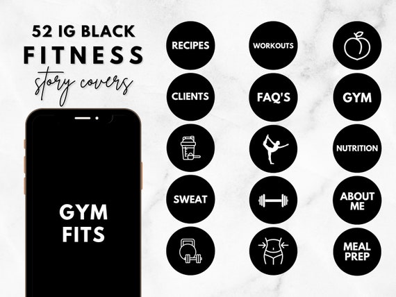 52 Black and White Fitness Instagram Story Highlight Covers Influencer, Personal  Trainer, Aesthetic Instagram, Black Instagram Highlights -  Canada