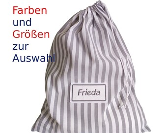 Striped laundry bag personalized with name embroidered customized with name embroidery