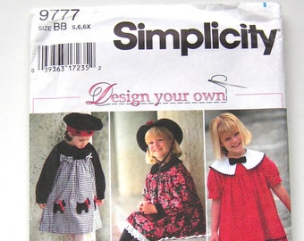 Free Shipping Canada Child's Dress Sewing Pattern Simplicity Size BB 5,6,6X Uncut Pattern