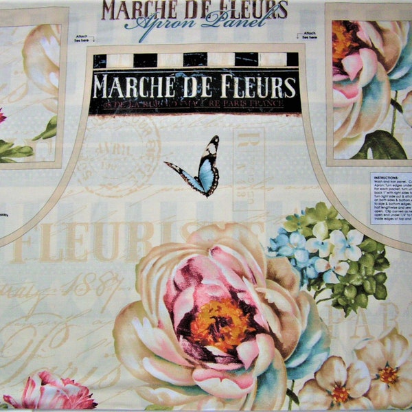 Marche De Fleurs (Market of Flowers) French Apron Panel Wilmington Fabrics One-of-a-kind Girlfriend Gift by Panel!