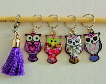 Free Shipping! Snag-free Stitch Marker Set Owl Tassal  Charms Removable Markers!