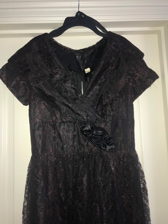 Vintage Ribbon Burgundy & Beige Plaid Dress