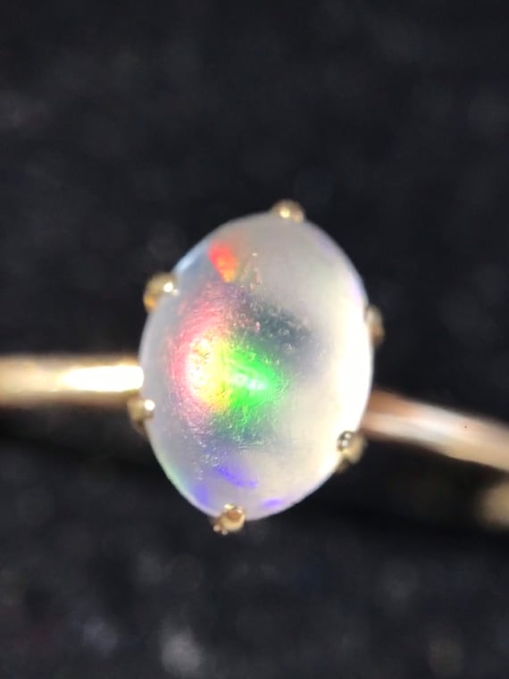 Rare Art Nouveau Water Opal Ring in 14k Gold Tiffa