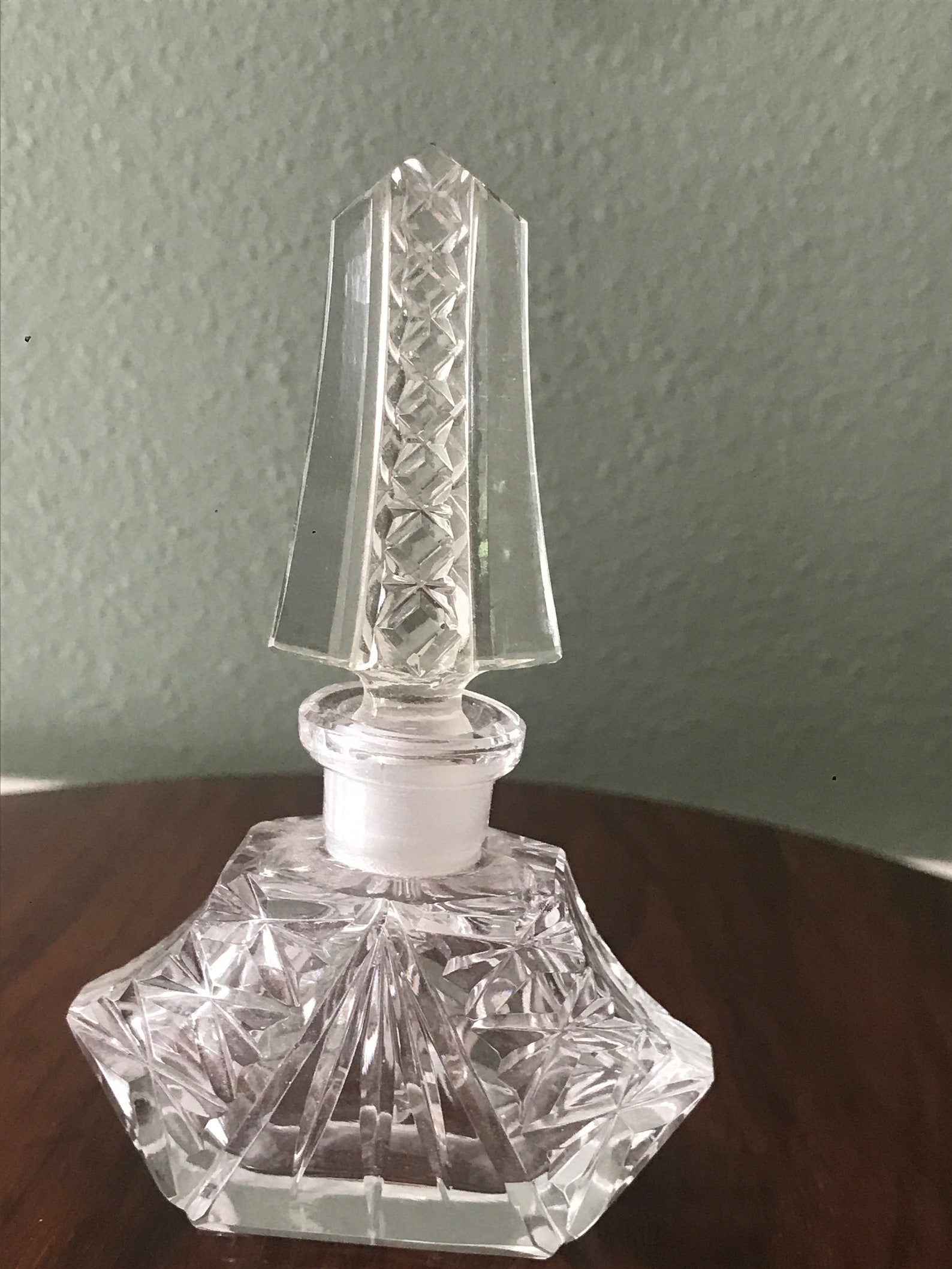 Art Deco Crystal Cut Glass Perfume Bottle Etsy