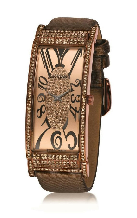 Stunning LE VIAN Art Deco Chocolate Diamond Watch - image 3