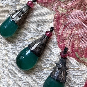 Antique Chinese Court Necklace Jade Drop Pendants