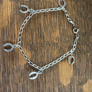 Vintage Sterling Lucky Horseshoe Charm Bracelet