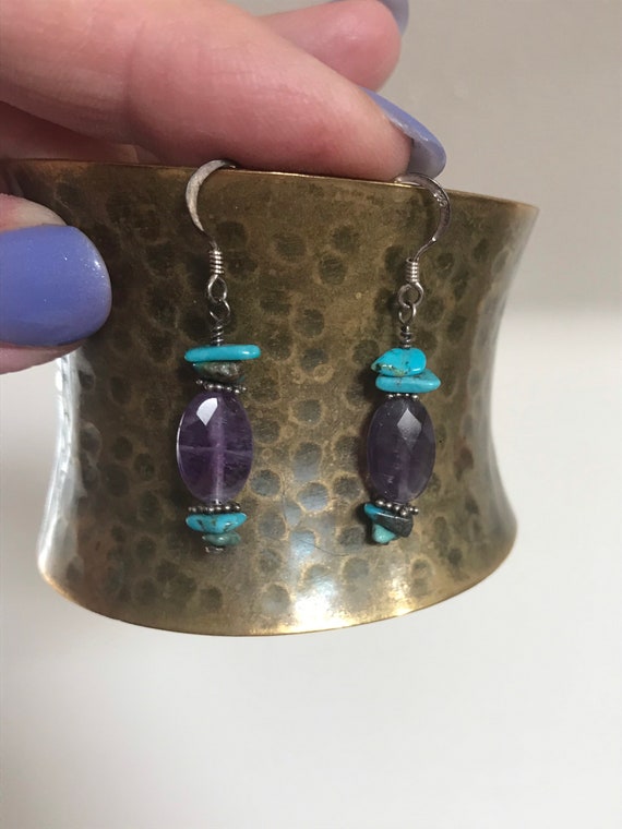 Lovely Natural Amethyst , Turquoise and Sterling … - image 4