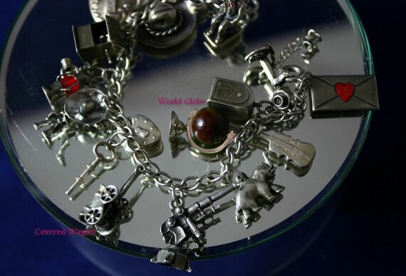Vintage Sterling Silver Charm Bracelet: 1940s Mec… - image 4