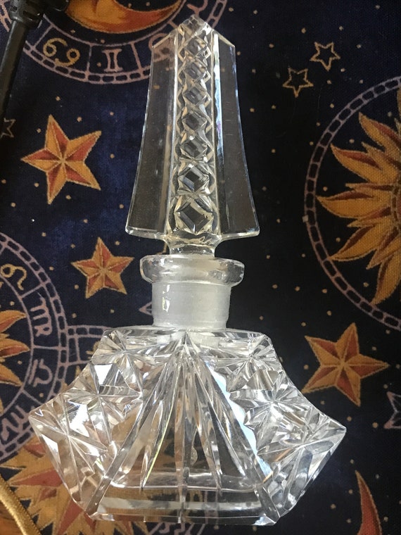 Art Deco Crystal Cut Glass Perfume Bottle