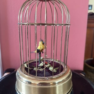 Beautiful Vintage Singing Bird Music Box Cage German Automation Mechanical