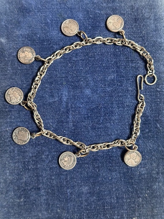 Adorable Miniature Coin Charm Bracelet in Silver