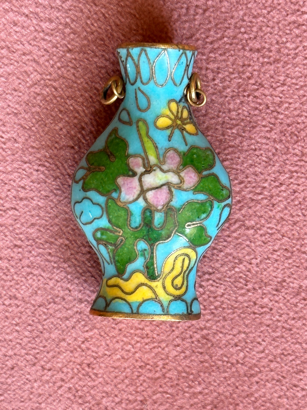 Vintage Miniature CHINESE Signed Vase Pendant in Blue Cloisonne Etsy