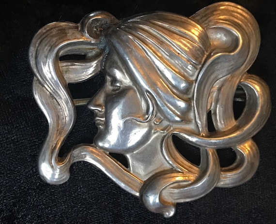 Art Nouveau William Kerr Sterling Lady Brooch