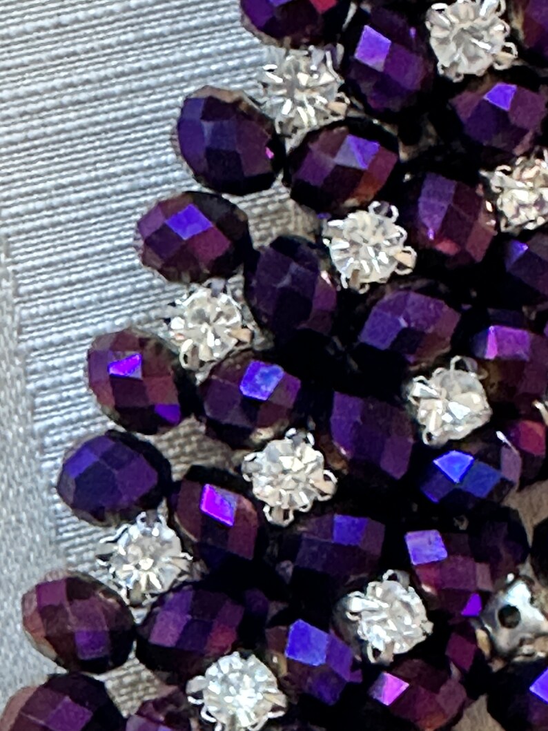 Rhinestones Beaded Red Purple Necklace Pink / Blue