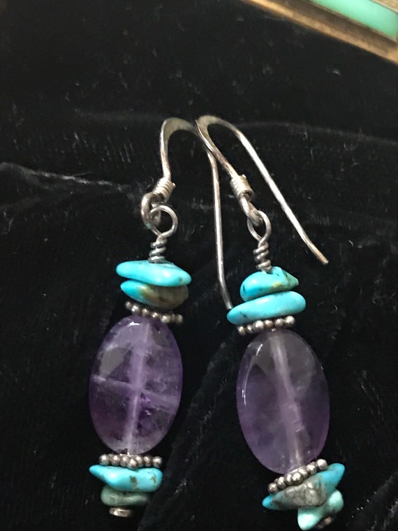 Lovely Natural Amethyst , Turquoise and Sterling D