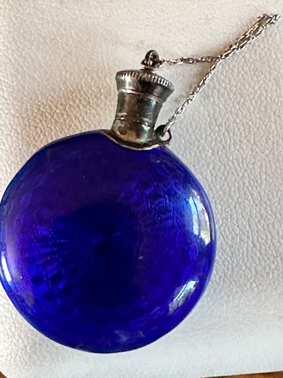 Rare Antique Austrian Cobalt BLUE Enamel Perfume f