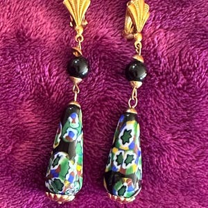 Pretty Venetian Millefiori glass Bead Earrings