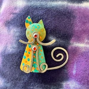 Whimsical Enamel Cat Pin