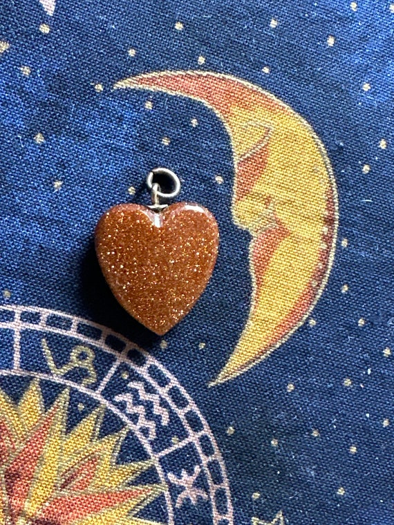 Victorian Goldstone Heart Pendant Charm Valentine - image 2