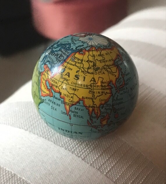 Antique Tin Litho WORLD Globe Miniature PENCIL SHARPENER Made in