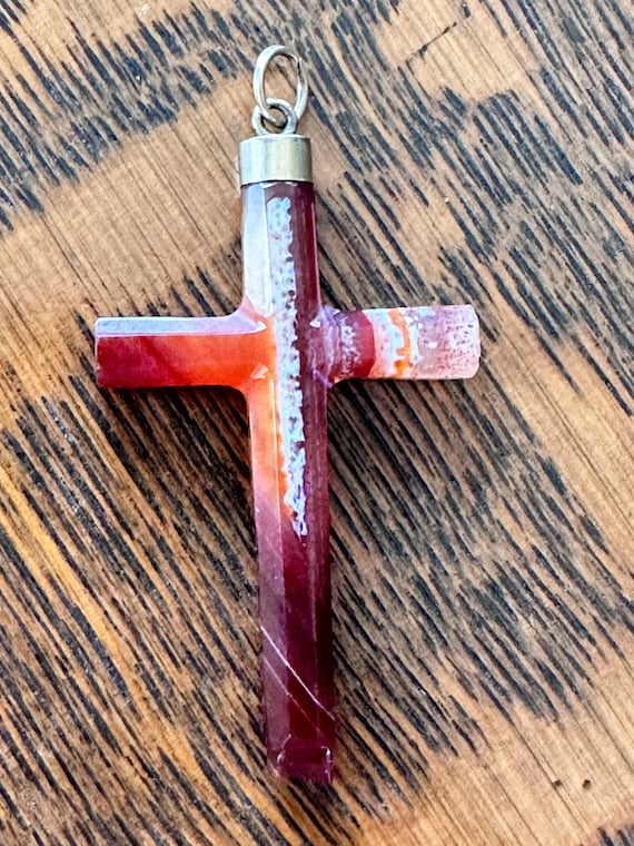 Antique Victorian Carnelian and Gold cross Pendant