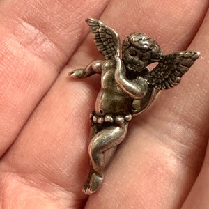 Darling Vintage Cupid Pin in Sterling Silver