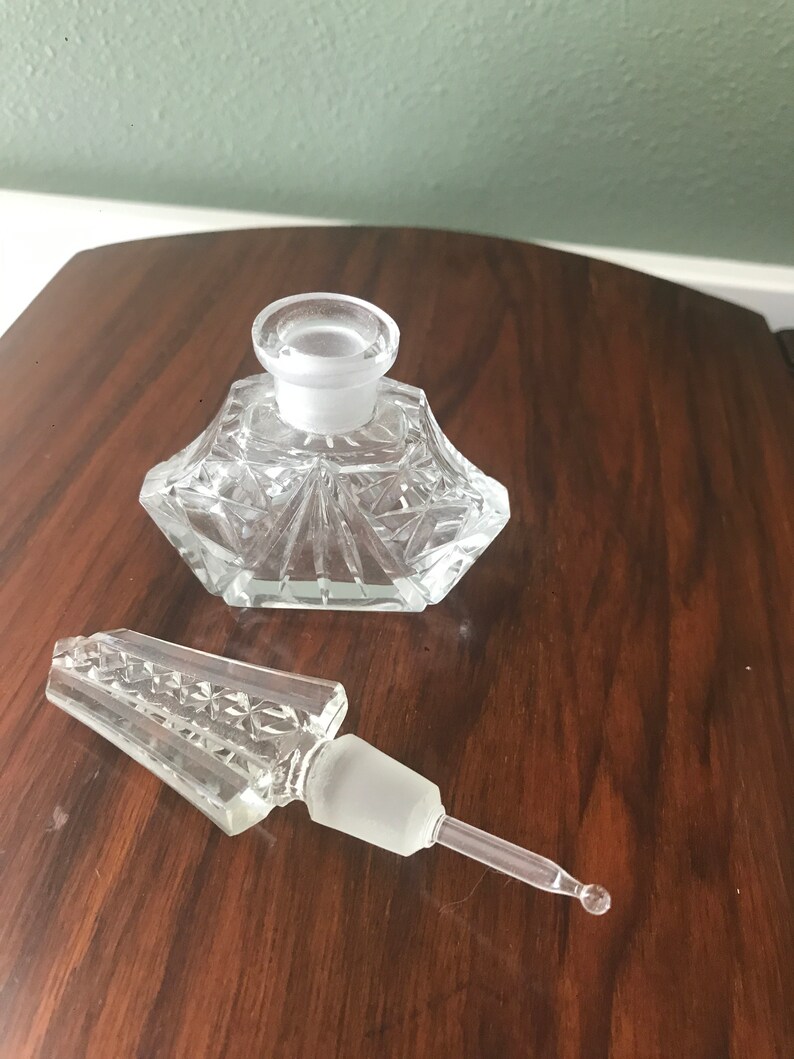 Art Deco Crystal Cut Glass Perfume Bottle Etsy
